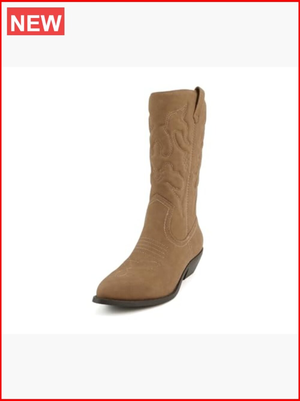 Mid-Calf Western Cowboy Boots with Pointed Toe & Side Zipper - Picture 2 of 5